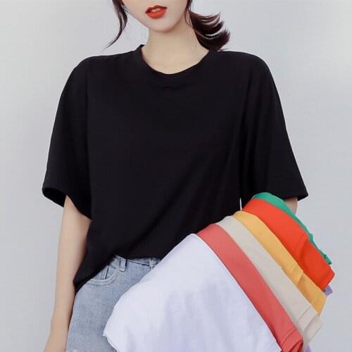T Shirt Women 2021 Korean Fashion Clothing Solid Color Plus Size Half Sleeve Cute Students Based Tops Women Shirt Dropshipping