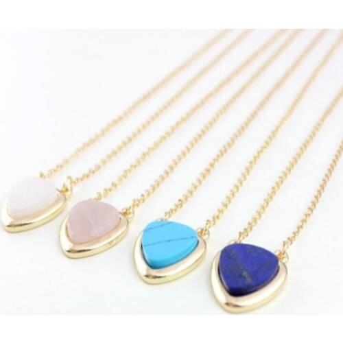 FYSL Light Yellow Gold Color Many Style Love Heart Quartz Stone Pendant Link Chain Necklace Romantic Jewelry
