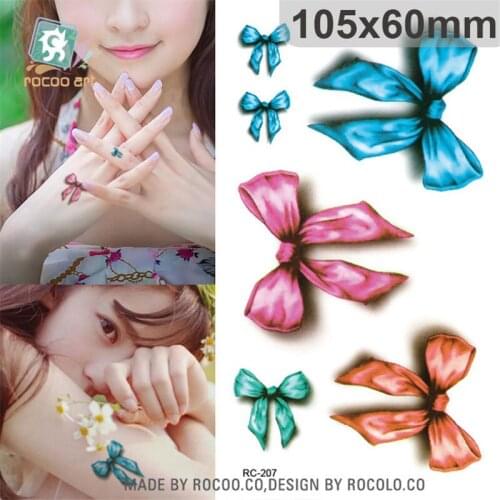 Harajuku waterproof temporary tattoos for lady women 3d Cute bowknot design tattoo sticker Free Shipping RC2207