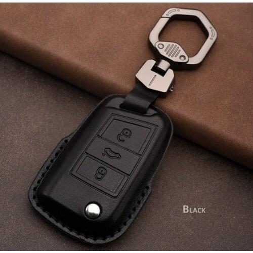 Handmade Leather Key Case Cover Remote Shell for VW Golf 7 Polo Tiguan Skoda Octavia Kodiaq Karoq Seat Ateca Leon Accessories