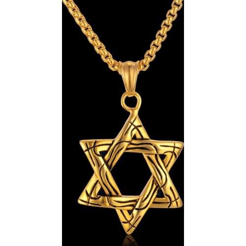 Magen Star Of David Titanium Israel Necklaces Pendants Women Stainless Steel Gold Silver Color Jewish Choker Men Jewelry