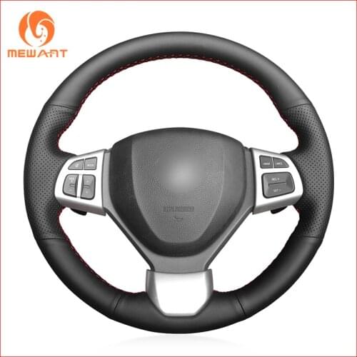 MEWANT Black Artificial Leather Hand Sew Wrap Car Steering Wheel Cover for Suzuki Swift Sport 2012-2017 / Vitara S 2016-2019