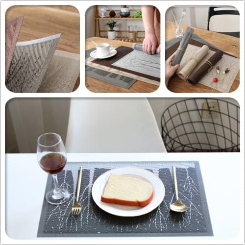 Non-slip Kitchen Placemat Waterproof Dining Table Decoration PVC Restangle Table Mat Oil Resistant Manteles De Mesa
