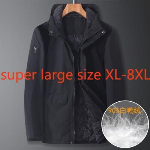 New Arrival Fashion High Quality Winter Men Standing Collar Hooded Down Jacket White Duck Down Loose Casual Plus Size XL-7XL 8XL