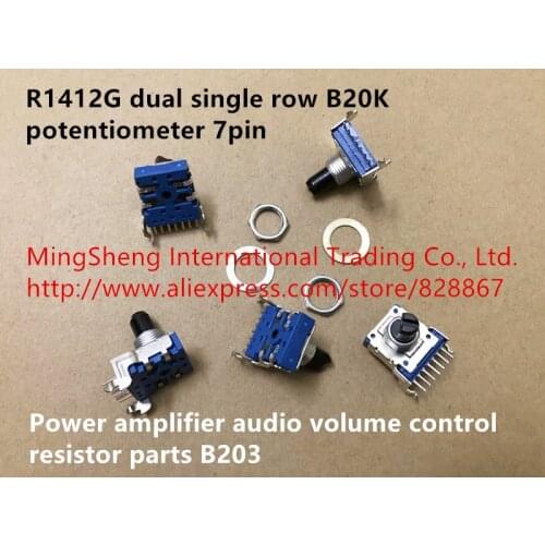 Original new 100% R1412G dual single row 7pin potentiometer B20K power amplifier audio volume control resistor parts B203 switch