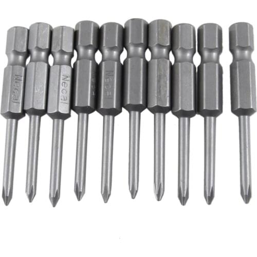 Industry Brand 10 Pieces 1/4" Hex 50 mm Length 2.5 mm Phillips PH0 Magnetic Screwdriver Bits
