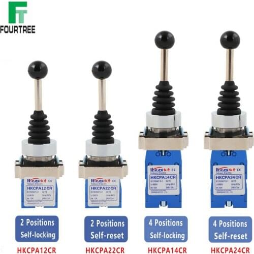 22mm Joystick Switch Monolever Rocker Cross Master Switch 2-Way 4-Way Self-reset Self-locking 2NO 4NO XD2 HKC Series