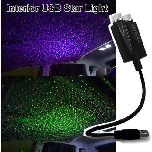 LED Interior Starry Light USB Car Roof Star Light Double Color Laser Atmosphere Galaxy Projector Night Lights for Home Car Decor