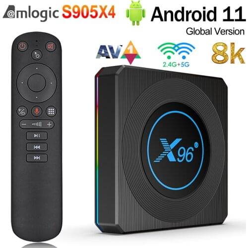 X96 X4 Android 11.0 Smart TV Box High Performance CPU Amlogic S905X4 2.4/5GHZ WIFI 8K UHD Output 1000M LAN Bluetooth TV Prefix