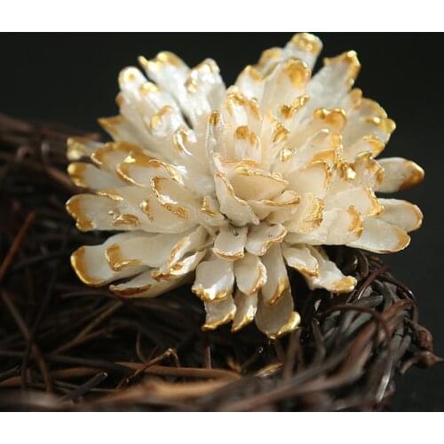 UBESTNICE Handmade Copper 18K Gold Plated Irregular Natural Pearls Flower Peony Brooches Classic Fine Jewelry For Women Pendant