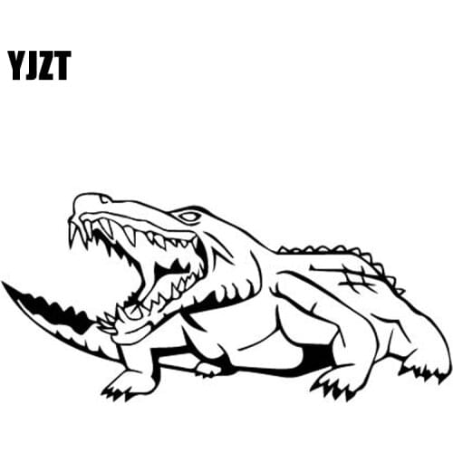 YJZT 17.3CM*8.2CM Ferocious Crocodile Personalized Car Stickers Car Trunk Decor Vinyl Decal Black/Silver C4-1428