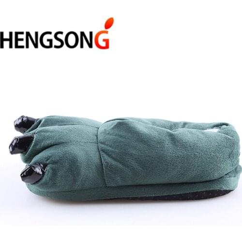 Funny Women Men Slippers Dinosaur Feet Pattern Plush Home Slipper Shoes For Lovers Couples Winter Slippers House Shoes