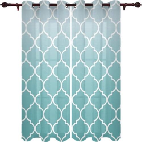 French Window Curtains Moroccan Turquoise Gradient Living Dining Room Kids Bedroom Modern Luxury Home Decor Curtains