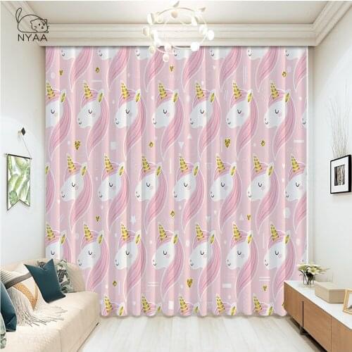 Cute Unicorn Windows Curtains 3D Custom For Living Room Bedroom Decorative Kitchen Curtains Drapes Dropship Micro Shading