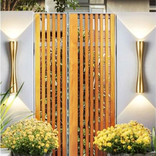 Golden Outdoor waterproof Double Head Wall Lamp Villa Courtyard Aisle exterior wall Lamps up and down Porch Wall Light