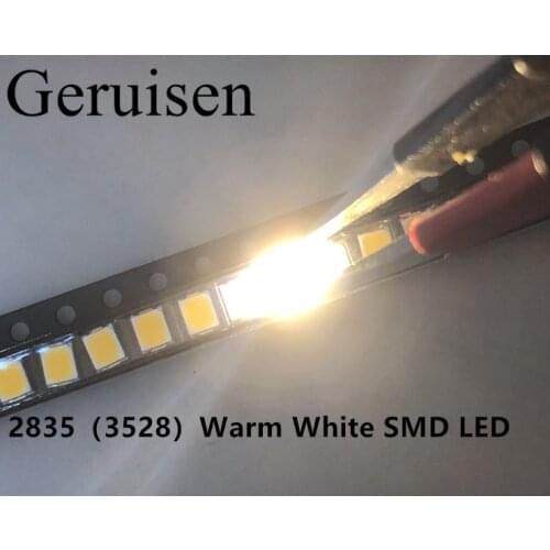 100pcs SMD 2835 Warm White LED Chip 0.5W 3V 150mA 50-55LM Ultra Bright SMT Surface Mount LED Chip DIY Light Emitting Diode Lamp