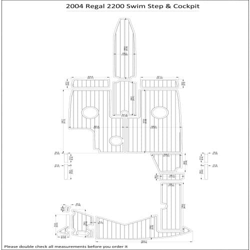 2004 Regal 2200 Swim Step & Cockpit Pad Boat EVA Teak Decking 1/4" 6mm