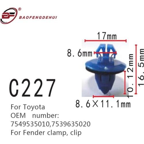 Auto Clips Buckle For Toyota 4Runner RAV4 Highlander FJ Cruiser Etios Tacoma Fender Clamp 7549535010 7539635020