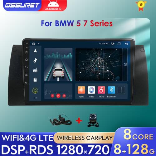 Android 10 8"9" Car Radio Player For BMW 5 E39 E53 E38 X5 1995-2001 2002 2003 2004 2005 2006 Navigation GPS Multimedia Video