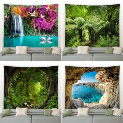 Landscape Big Tapestry Beautiful Natural Forest Tropical Rainforest Hippie Wall Hanging Large Tapestries Bedroom Decor Blanket