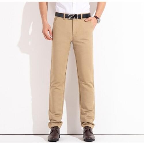 Autumn Mens Pants Classic Style Business Office Straight Cotton Male Trousers High Quality Social Khaki Suit Pants 40