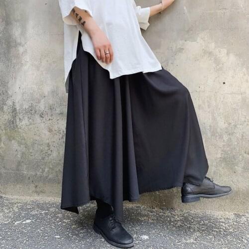 Men Japan Style Irregular Design Wide Leg Skirts Pants Male Women Streetwear Hip Hop Punk Gothic Harem Trousers Kimono Pants
