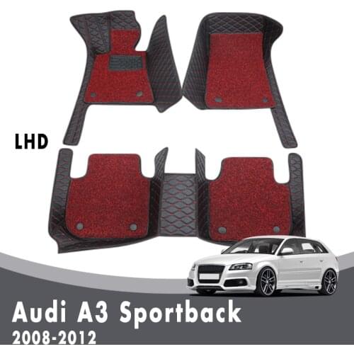 Double Layer Wire Loop Carpets For Audi A3 Sportback 2012 2011 2010 2009 2008 Luxury Car Floor Mats Interior Accessories Custom