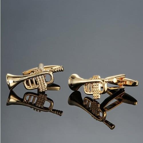 DY New high quality music equipment design gold trumpet Cufflinks fashion Mens French shirt Cufflinks free shipping