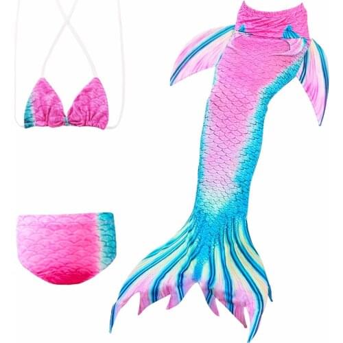 Fanny Mermaid Tail Halloween Costume Swimmable Mermaid Tails Children Princess Ariel Little Mermaid-Tail Dress Rainbow Dot Kids