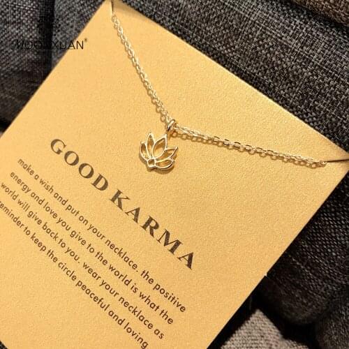 Good Karma Alloy Lotus Flower Gold Sliver Plated Necklaces Jewelry Plant Choker Chains Pendant Necklace For Women