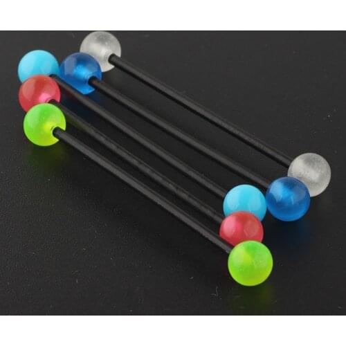 JUNLOWPY 14G Arcylic Industrial Barbell Earring Grow In Dark Ball Cartilage Helix Piercing Body Jewelry for Women Men 200/500pcs