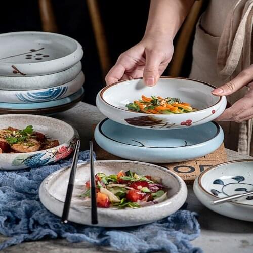 Underglaze Art Ceramic Plate Sushi Plates Dinner Plates Salad Dishes Hand Painted Platter Kitchen Tableware Decorative Food Tray