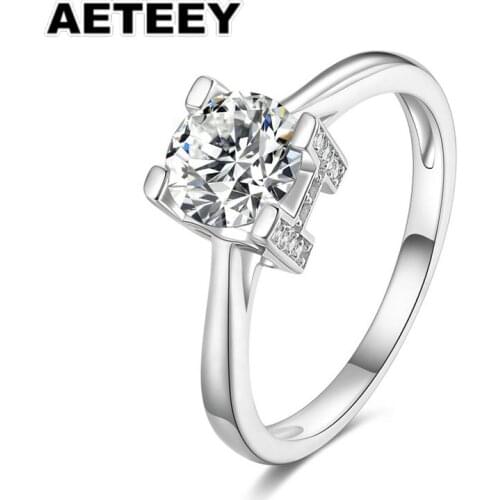1ct Moissanite 925 sterling silver couple ring Diamond Test Passed with double-sided WH letter with certificate JA-37