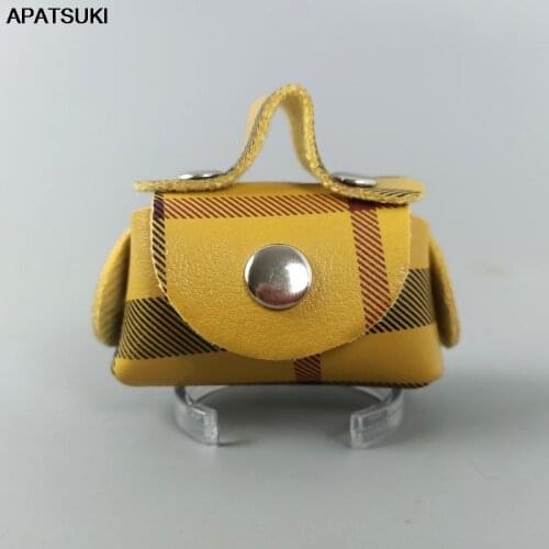 Yellow Plaid Leather Bag Dolls Accessories For Barbie Blyth 1/6 BJD Doll Purse Shopping Handbag For Blythe Kids & Baby Toys