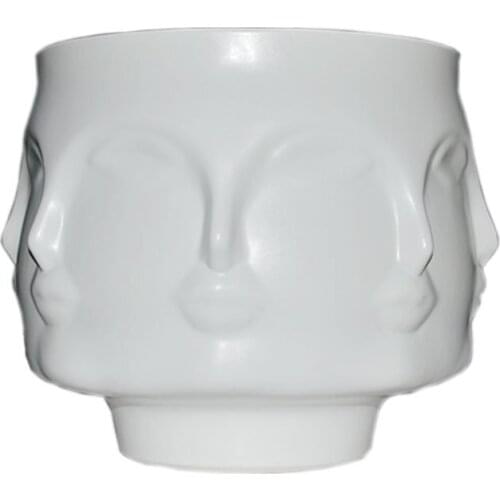 Creative European white ceramic face flowerpot home living room ornaments office ornaments crafts