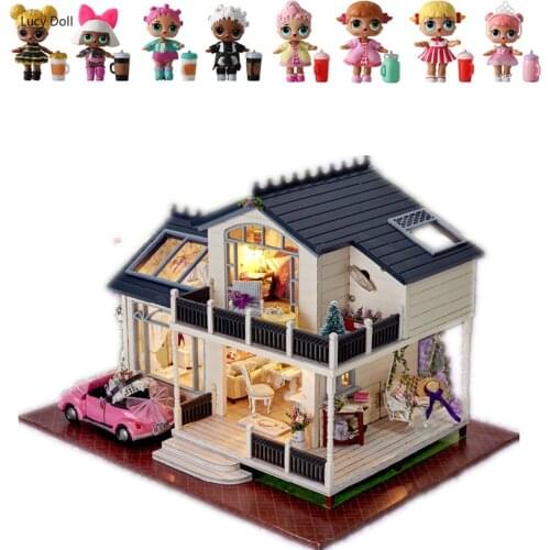 DIY Doll House Lol Surprise Toy Wooden Model Miniature Building Furniture Miniature Action Figure 3D Manual Gift Toy For Kids