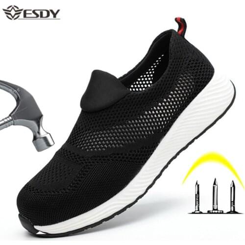Summer Breathable Work Safety Shoes Men Women Lightweight Steel Toecap Indestructible Shoes Anti-Smashing Safety Work Boots