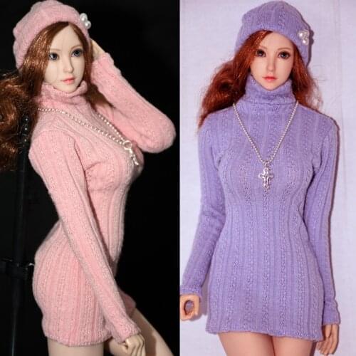 1/6 Scale Female Figure Clothes Set Hat Necklace Sweater Dress Clothing Set Model For 12'' Action Figrue Body Accessory