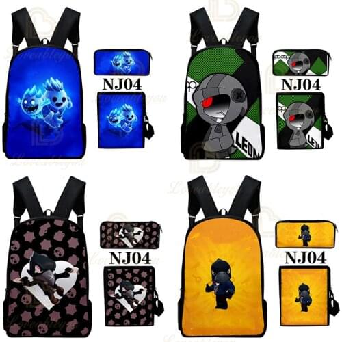 Hot Game Leon Backpack Set Nylon Waterproof Schoolbag Spike Shelly Anime Character Children Backpack for Boys Birthday Gift