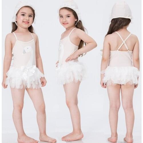 New Siamese Baby Girl Swimwear Infant Toddler Kids Childrens Swan Applique Swimwear Hat 2PCS Set Beach Baby Swimwear Animal