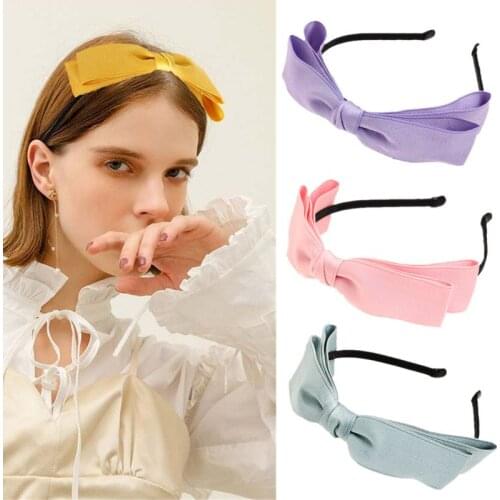 2021 Fashion Headband Bezel For Women Girls Big Bow Simple Classic Hairband Solid Color Casual Headwear Adult Hair Accessories