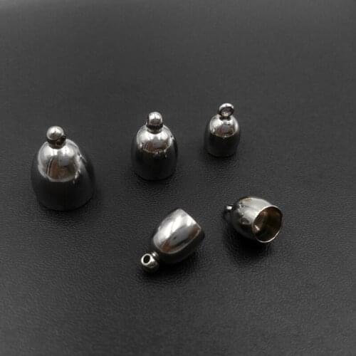 Stainless Steel Tassel Cord Crimp Ends Caps Connectors with Loop fit 3mm 4mm 5mm 6mm 7mm 8mm Wholsale