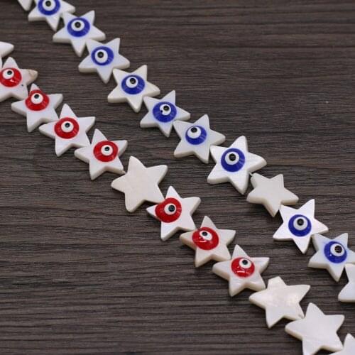 Wholesale Natural Mother of Pearl Shell Beads Star Evil Eyes Shell Loose Spacer Beads for Jewelry Making DIY Bracelet Necklace