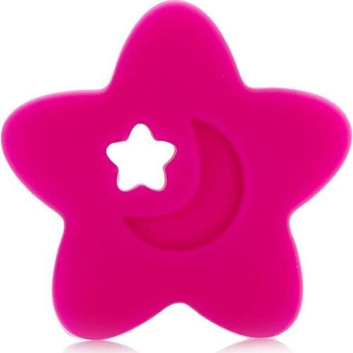 Moon and Star Baby Teethers Pendant Food Grade Silicone Baby Teething Chewed Beads Silicone Teethers DIY Nursing Necklace Mix Co