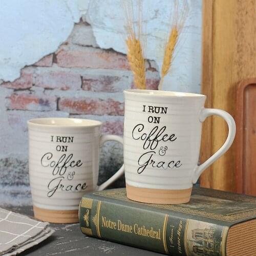 Nordic Relief Creative Letter Mug Ceramic Cup Large Capacity Breakfast Coffee Cup Milk Water Home Office Gift