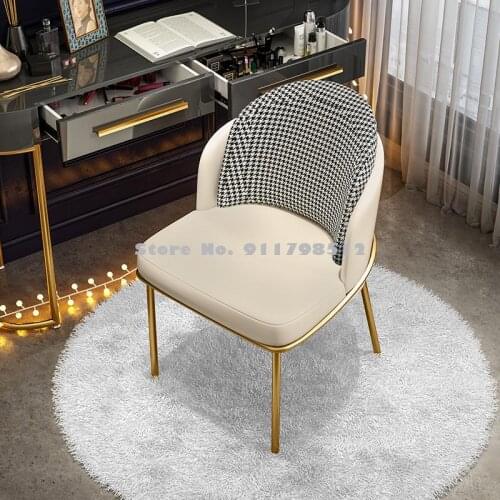 Light luxury Qianhe chair high-end net red houndstooth back single chair bedroom makeup chair lazy sofa chair Nordic