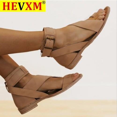 Women Buckle Strap Beach Sandals Summer Flats Casual Shoes Woman Open Toe PU Flat Fashion Sandalias Mujer Sapato Feminino