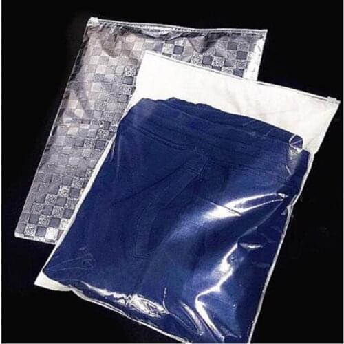 Lattice clear aluminium foil bag Large size Travel zipper lock foil clothes storage pouch bags Big