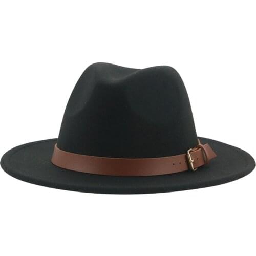 Felt hats women solid wide brim ribbon band belt women hats winter autumn fall fascinator jazz caps black khaki church men hats