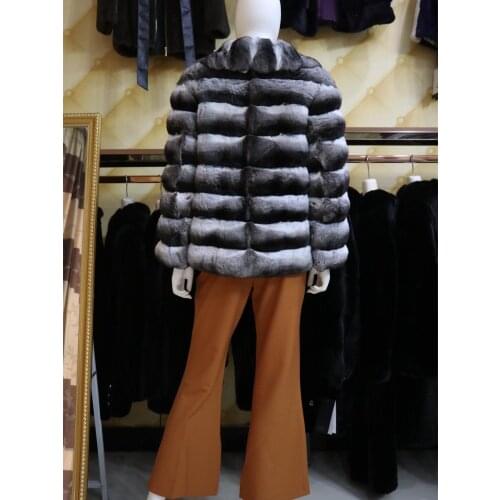 Real Chinchilla Fur Coat High Quality Custom Make Long Sleeve Winter Soft Warm Women Jacket